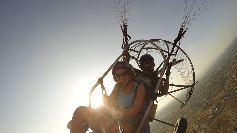 Albufeira: Sunset Paragliding Flight - Taking off above the Algarve coast