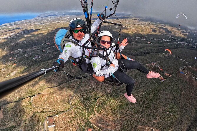 BRONZE tandem paragliding flight in South Tenerife, free pick up - Above Costa Adeje with a running commentary
