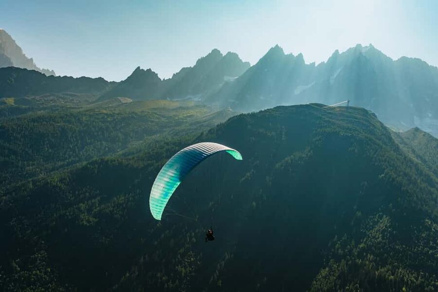 Chamonix: Tandem Paragliding Flight - Leaving Chamonix for the Le Brévent launch
