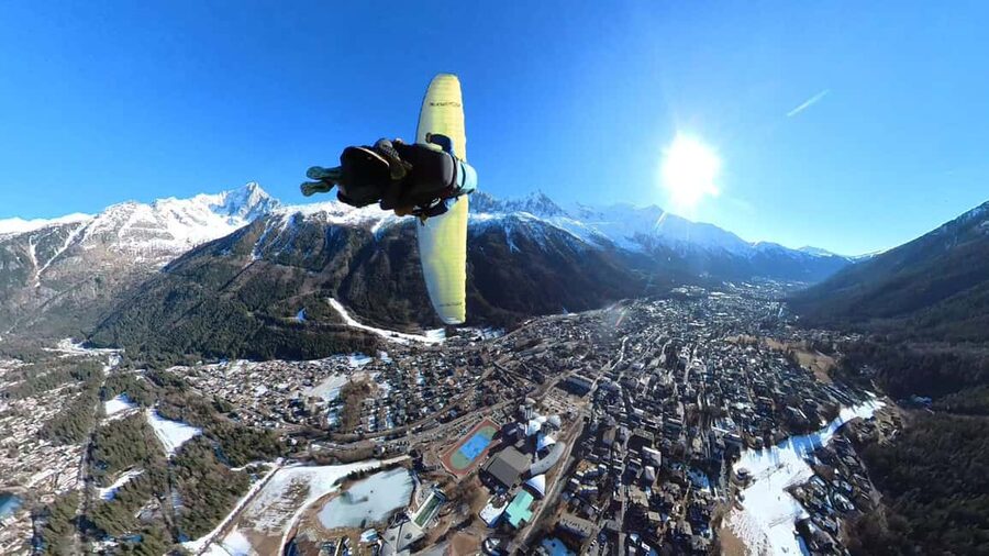 Chamonix: Tandem Paragliding Flight with Video - Leaving Chamonix by gondola