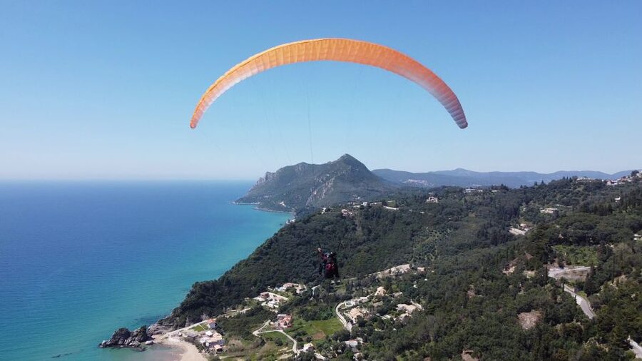 Corfu: Paragliding Tandem Flight Above Pelekas Town - The Paratrike Plan When Wind Changes
