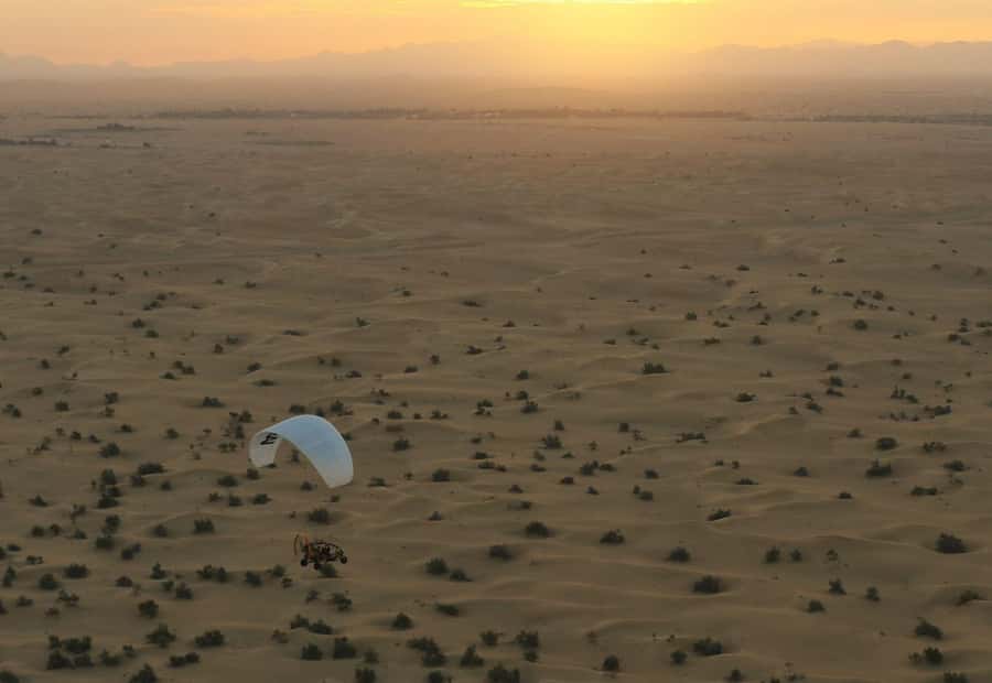 Dubai: Paramotor Flight Experience - Taking off from Skydive Dubai Desert Campus