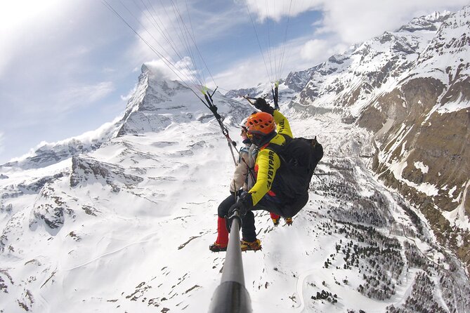 FLYMATTERHORN VIP Paragliding from Zermatt, With Matterhorn View - Taking off above Zermatt
