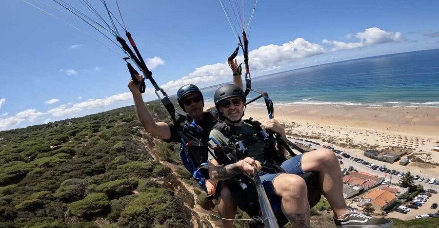 From Lisbon: Paragliding Tandem Flight - The launch: a short run and a big view