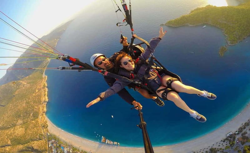 From Marmaris: Fethiye Paragliding Experience w/Lunch - Running from the cliff above Ölüdeniz