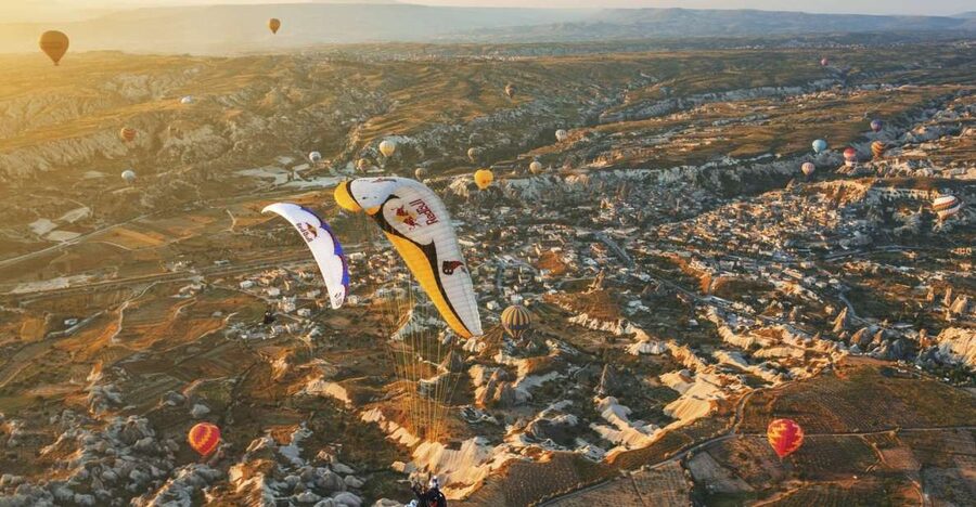 From Urgüp/Göreme: Cappadocia Tandem Paragliding & Transfer - Taking to the air above Cappadocia