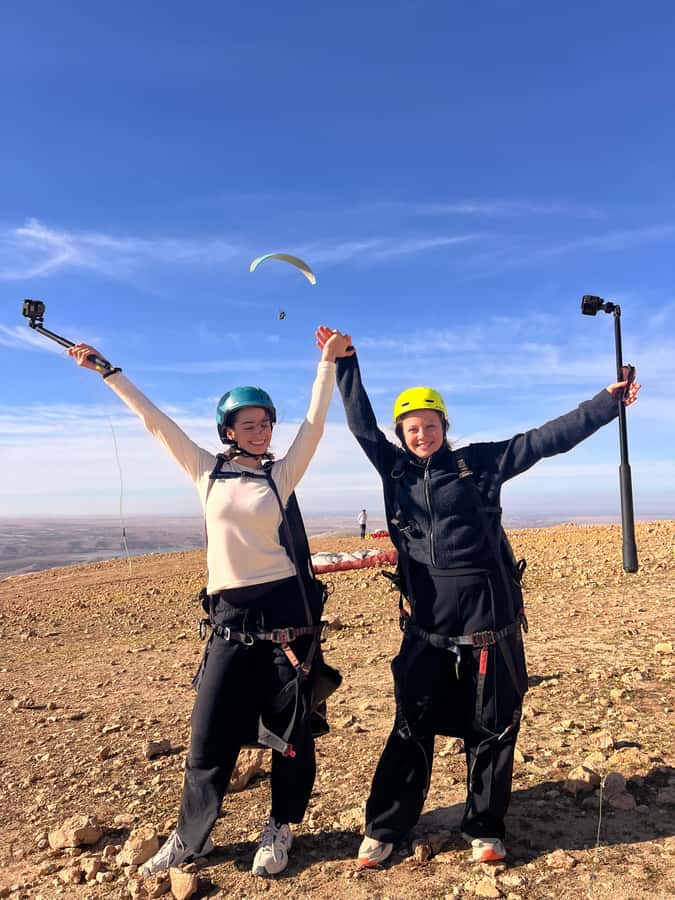 Marrakech Adventure: Paragliding, Camel Ride & Breakfast - Taking off above Kik Plateau