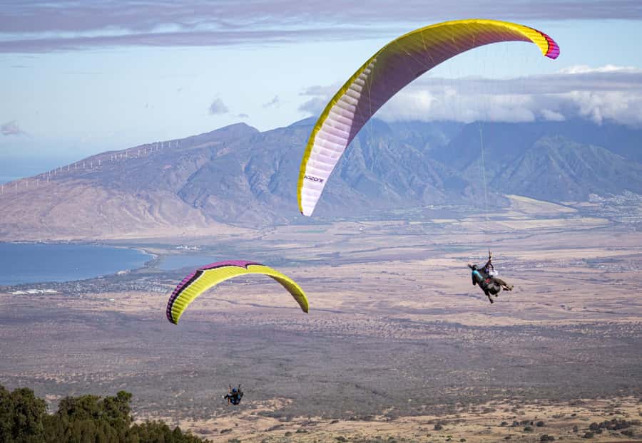 Maui: Top Gun Paragliding Tandem Flight - From Alii Kula Lavender Farm to the high launch site
