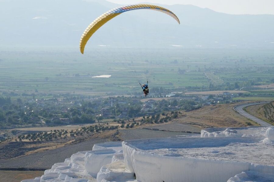 Pamukkale: Tandem Paragliding Experience - Pamukkale from the air, not from the usual path