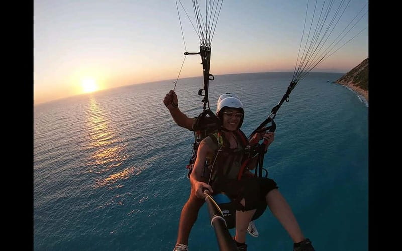 Paragliding paramotor flight corfu - Taking off above Corfu’s west coast