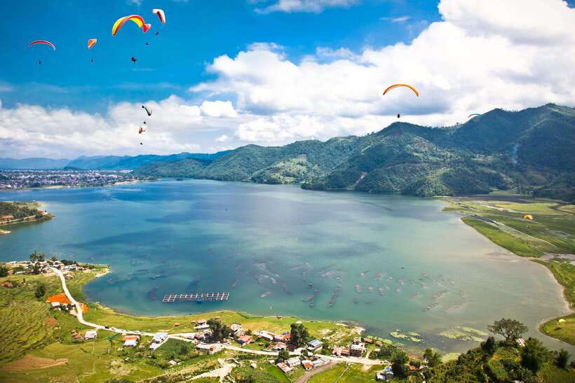 Pokhara Paragliding - Taking off from Sarangkot