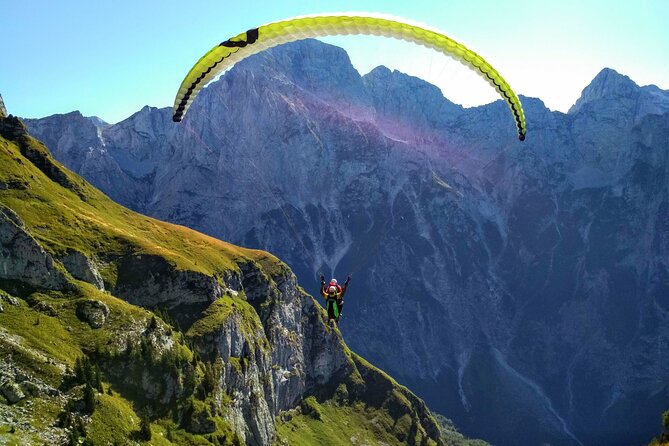 Private Paragliding Flight Experience over the Julian Alps - Leaving Bovec for the Julian Alps