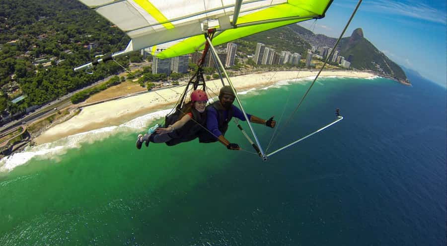 Rio de Janeiro: Hang Gliding or Paragliding Flight - The aerial view over forest, rock, and city