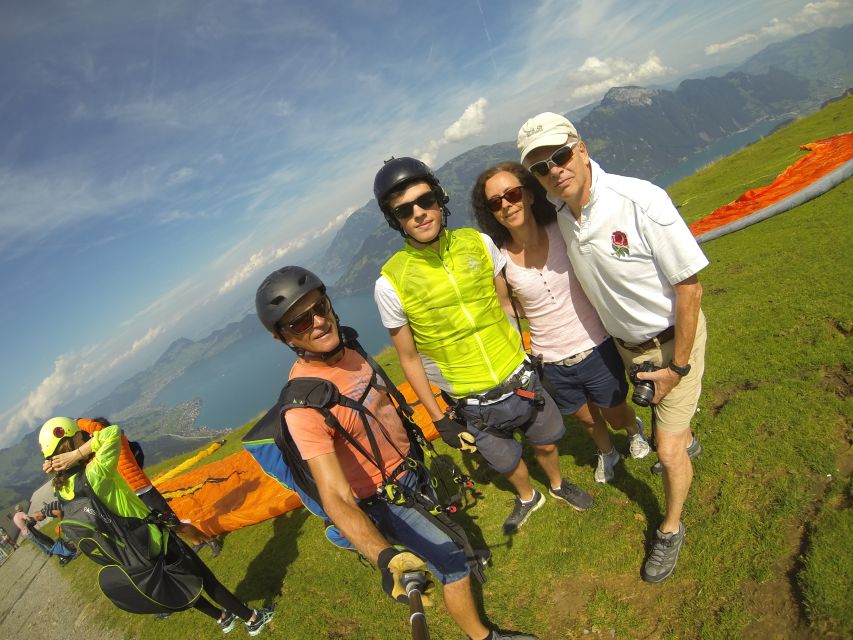 Stans: Tandem Paragliding Experience - Preparing for takeoff above Lake Lucerne