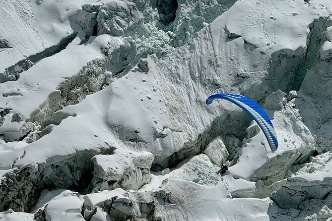 Tandem Paragliding Flight to Chamonix Facing Mont Blanc - Chamonix and Glacier des Bossons below