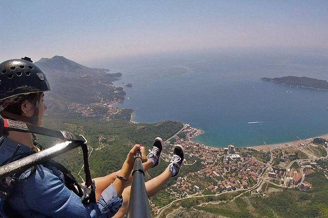 Tandem paragliding in Budva /All-inclusive - Bečići Beach from the air