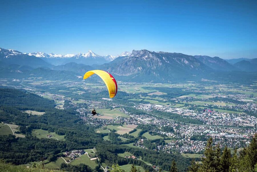 Tandem Paragliding Salzburg City - Taking off from Gaisberg above Salzburg
